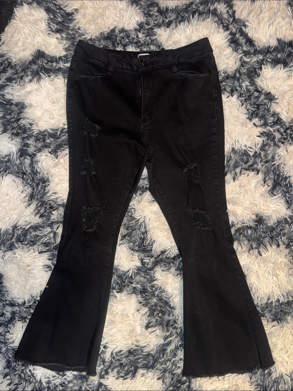 Rue21 Black Distressed Flare Jeans